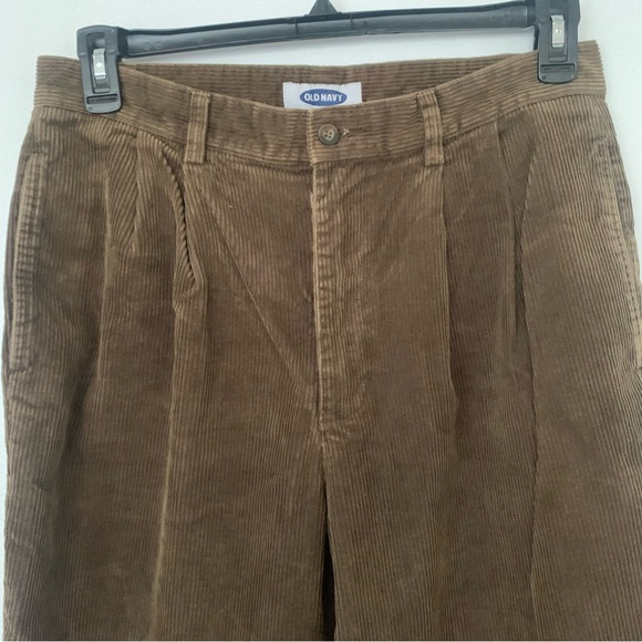 Brown Corduroy Pleated Pants 33x30 Cuffed Hem Cotton Grandpacore Academia Baggy - Picture 5 of 8